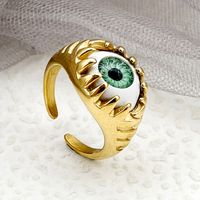 304 Stainless Steel Gold Plated Funny Novelty Commute Plating Eye Rings main image 1