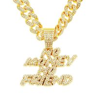 Hip-hop Letter Alloy Inlay Rhinestones Men's Charms Pendant Necklace sku image 1