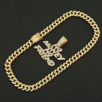 Hip-hop Letter Alloy Inlay Rhinestones Men's Charms Pendant Necklace sku image 3