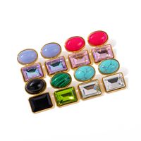 1 Pair Ig Style Square Oval Plating Inlay Stainless Steel Natural Stone 18k Gold Plated Ear Studs main image 2