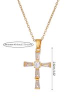 Elegant Streetwear Cross Stainless Steel Copper Plating Inlay Zircon 18k Gold Plated Pendant Necklace sku image 1