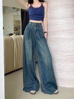 Women's Daily Street Casual Streetwear Solid Color Full Length Pocket Jeans sku image 1