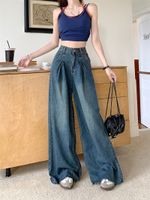 Women's Daily Street Casual Streetwear Solid Color Full Length Pocket Jeans main image 5