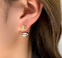 1 Paire Style Simple Ovale Placage Laiton Plaqué Or 18k Boucles D'oreilles main image 1