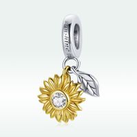 Casual Sunflower Dinosaur Peach Sterling Silver Inlay Glass Zircon Jewelry Accessories main image 3