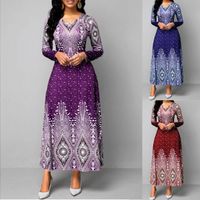 Women's Regular Dress Elegant V Neck Printing Long Sleeve Printing Maxi Long Dress Street main image 1