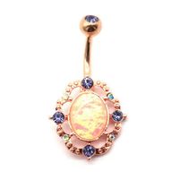 Casual Letter Fruit Snowflake Stainless Steel Copper Rose Gold Plated Rhinestones Zircon Belly Ring In Bulk main image 4