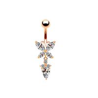 Casual Letter Fruit Snowflake Stainless Steel Copper Rose Gold Plated Rhinestones Zircon Belly Ring In Bulk main image 3