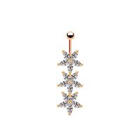 Casual Letter Fruit Snowflake Stainless Steel Copper Rose Gold Plated Rhinestones Zircon Belly Ring In Bulk main image 7