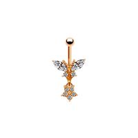 Casual Letter Fruit Snowflake Stainless Steel Copper Rose Gold Plated Rhinestones Zircon Belly Ring In Bulk main image 6