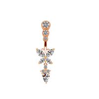 Casual Letter Fruit Snowflake Stainless Steel Copper Rose Gold Plated Rhinestones Zircon Belly Ring In Bulk main image 8