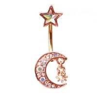 Casual Letter Fruit Snowflake Stainless Steel Copper Rose Gold Plated Rhinestones Zircon Belly Ring In Bulk main image 2