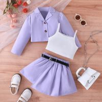 Simple Style Solid Color Polyester Girls Clothing Sets main image 1