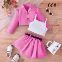 Simple Style Solid Color Polyester Girls Clothing Sets sku image 6