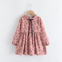 Casual Flower Printing Cotton Girls Dresses main image 3