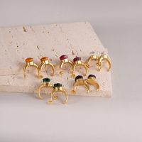 1 Pair Simple Style Solid Color Plating Inlay 304 Stainless Steel Natural Stone Glass Stone 14K Gold Plated Ear Studs main image 1