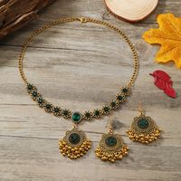 Elegant Luxurious Geometric Gold Plated Rhinestones Alloy Wholesale Earrings Necklace main image 4