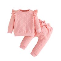 Cute Solid Color Polyester Girls Clothing Sets sku image 1