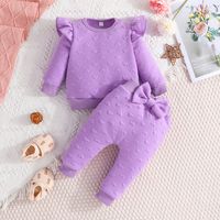 Cute Solid Color Polyester Girls Clothing Sets sku image 11