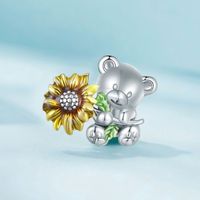 Casual Cute Sunflower Bear Sterling Silver Inlay Zircon Jewelry Accessories main image 1