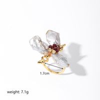 Baroque Style Flower Copper Plating Metal Inlay Artificial Crystal Freshwater Pearl 18k Gold Plated Open Rings sku image 5
