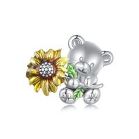 Casual Cute Sunflower Bear Sterling Silver Inlay Zircon Jewelry Accessories sku image 1