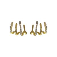 1 Paire Style Simple Géométrique Incruster Le Cuivre Zircon Clips D'oreille sku image 1