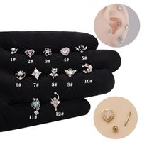 1 Piece Ethnic Style Star Heart Shape Plating Inlay Stainless Steel Copper Zircon Ear Studs main image 5