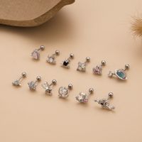 1 Piece Ethnic Style Star Heart Shape Plating Inlay Stainless Steel Copper Zircon Ear Studs main image 4