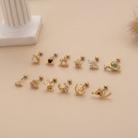 1 Piece Ethnic Style Star Heart Shape Plating Inlay Stainless Steel Copper Zircon Ear Studs main image 3