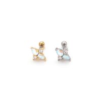 1 Piece Ethnic Style Star Heart Shape Plating Inlay Stainless Steel Copper Zircon Ear Studs main image 2