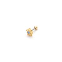 1 Piece Ethnic Style Star Heart Shape Plating Inlay Stainless Steel Copper Zircon Ear Studs sku image 8