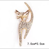 Vintage Style Cat Alloy Plating Inlay Crystal Unisex Brooches sku image 3