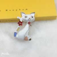 Vintage Style Cat Alloy Plating Inlay Crystal Unisex Brooches sku image 16