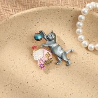 Vintage Style Cat Alloy Plating Inlay Crystal Unisex Brooches sku image 6