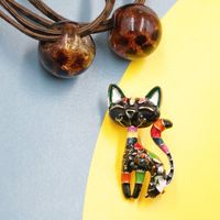 Vintage Style Cat Alloy Plating Inlay Crystal Unisex Brooches sku image 17