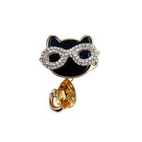 Vintage Style Cat Alloy Plating Inlay Crystal Unisex Brooches sku image 21