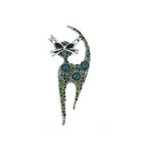 Vintage Style Cat Alloy Plating Inlay Crystal Unisex Brooches sku image 2