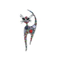 Vintage Style Cat Alloy Plating Inlay Crystal Unisex Brooches sku image 1