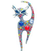 Vintage Style Cat Alloy Plating Inlay Crystal Unisex Brooches main image 2