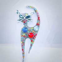 Vintage Style Cat Alloy Plating Inlay Crystal Unisex Brooches main image 1