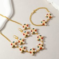 Cute Luxurious Bridal Color Block Alloy Plating Hollow Out Inlay Rhinestones Gold Plated Women's Jewelry Set main image 1