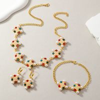 Cute Luxurious Bridal Color Block Alloy Plating Hollow Out Inlay Rhinestones Gold Plated Women's Jewelry Set main image 4