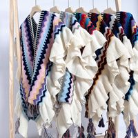 Women's Retro Ethnic Style Geometric Color Block Knit Shawl main image 1