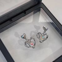 Wholesale Jewelry Sweet Heart Shape Alloy Moonstone Plating Inlay Drop Earrings main image 3