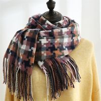 Femmes Élégant Dame Plaid Imitation Cachemire Gland Foulard sku image 8