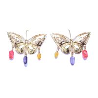 Wholesale Jewelry Ig Style Butterfly Alloy Gemstone Plating Hollow Out Drop Earrings main image 5