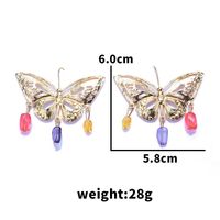 Wholesale Jewelry Ig Style Butterfly Alloy Gemstone Plating Hollow Out Drop Earrings main image 3