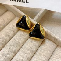 1 Pair Vintage Style Triangle Round Plating Alloy Ear Studs main image 4