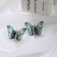 1 Pair Fairy Style Butterfly Plating Inlay Metal Zircon Gold Plated Ear Studs main image 5